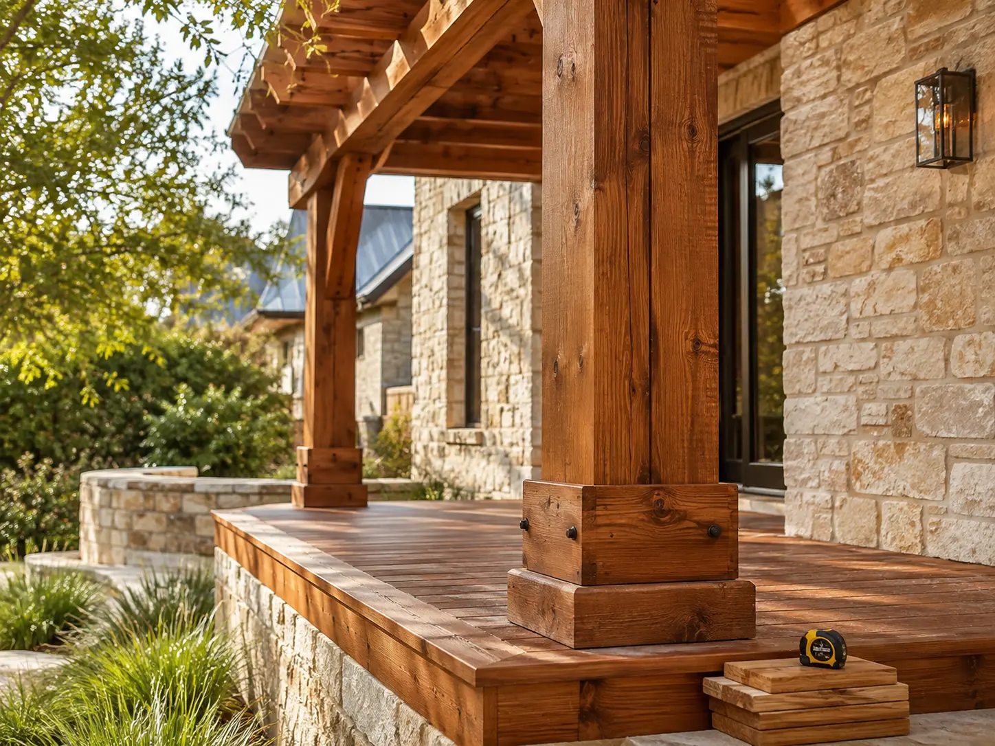 Illustrative wood pergola and carpentry craftsmanship